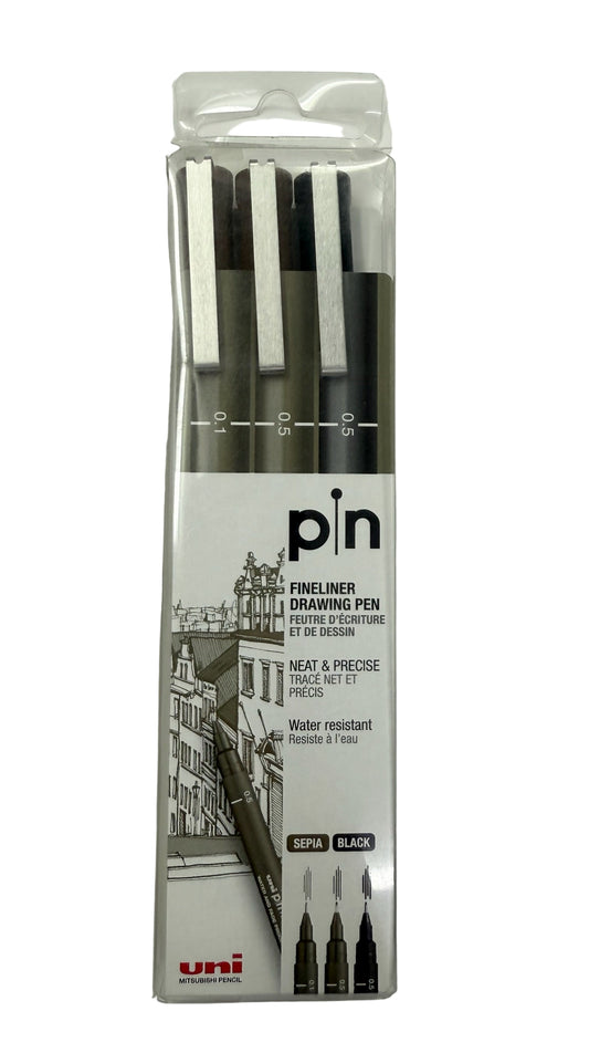 UNI - Pin 耐水性繪圖針筆套裝 Pigment Ink Fine Line Pen Set (3 / 6 支 pcs 裝 set)