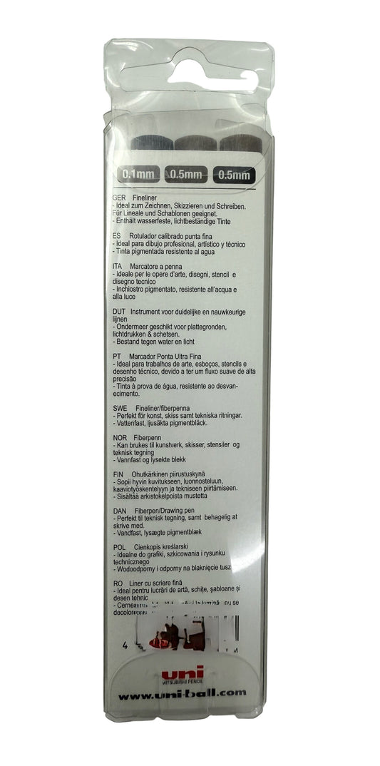 UNI - Pin 耐水性繪圖針筆套裝 Pigment Ink Fine Line Pen Set (3 / 6 支 pcs 裝 set) (❌NO brush)