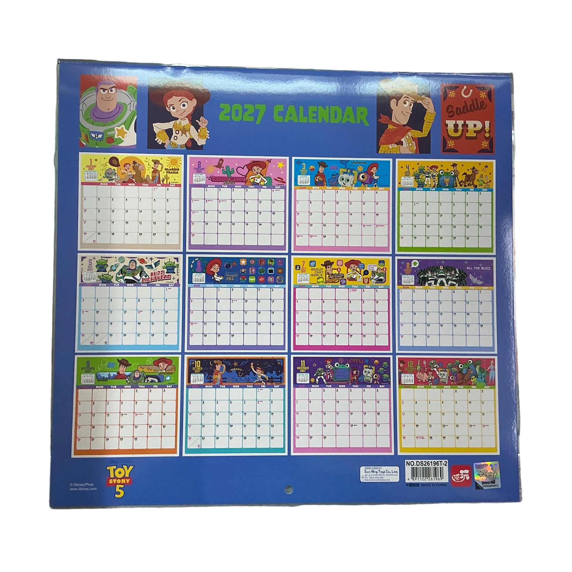 2027 [反斗奇兵5 Toy Story 5] 掛曆月曆 Hanging calendar [DS26196T-2]