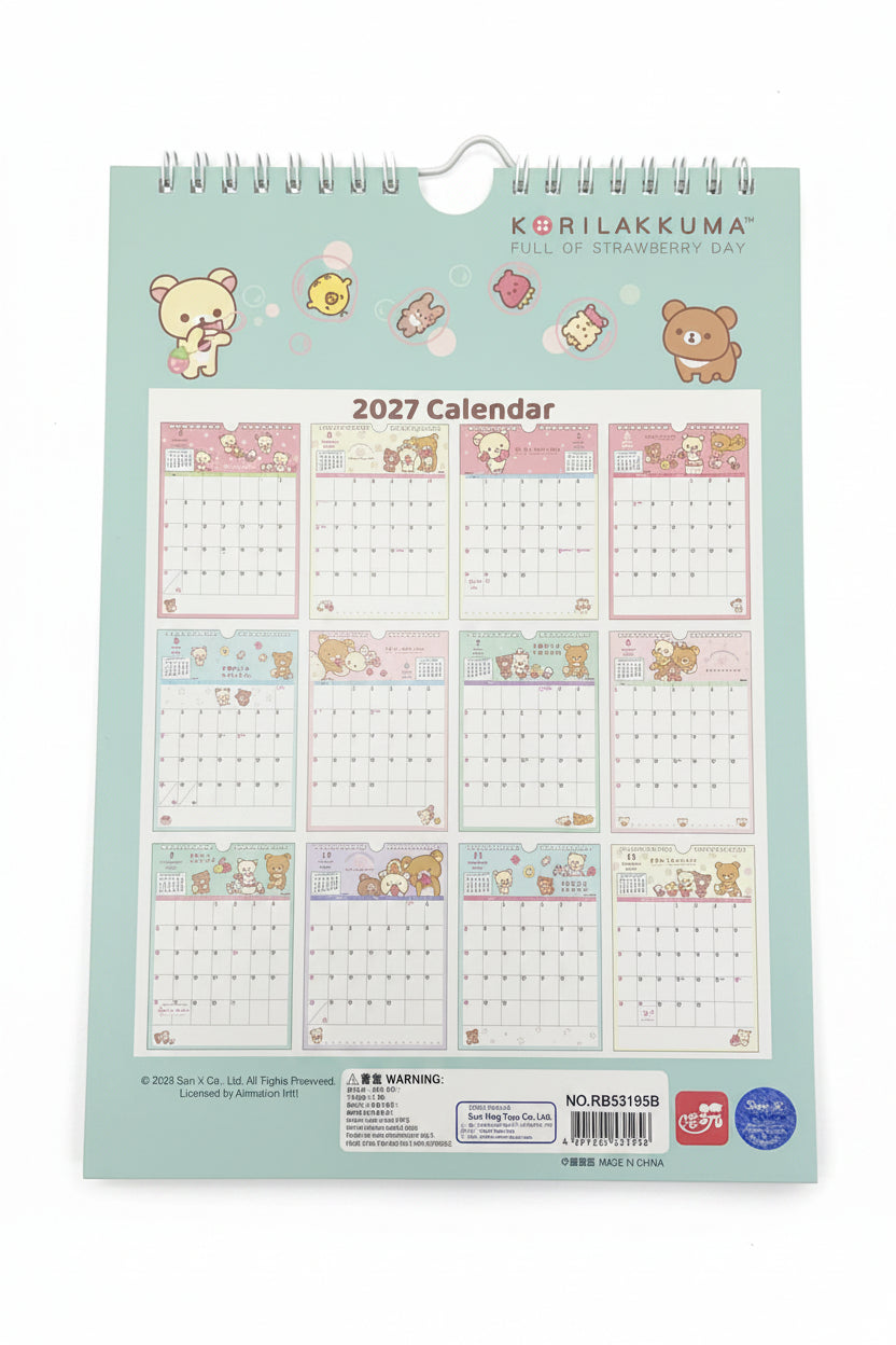 2027 [鬆弛熊 Rilakkuma] 掛曆月曆 Hanging calendar [RB53195BA]