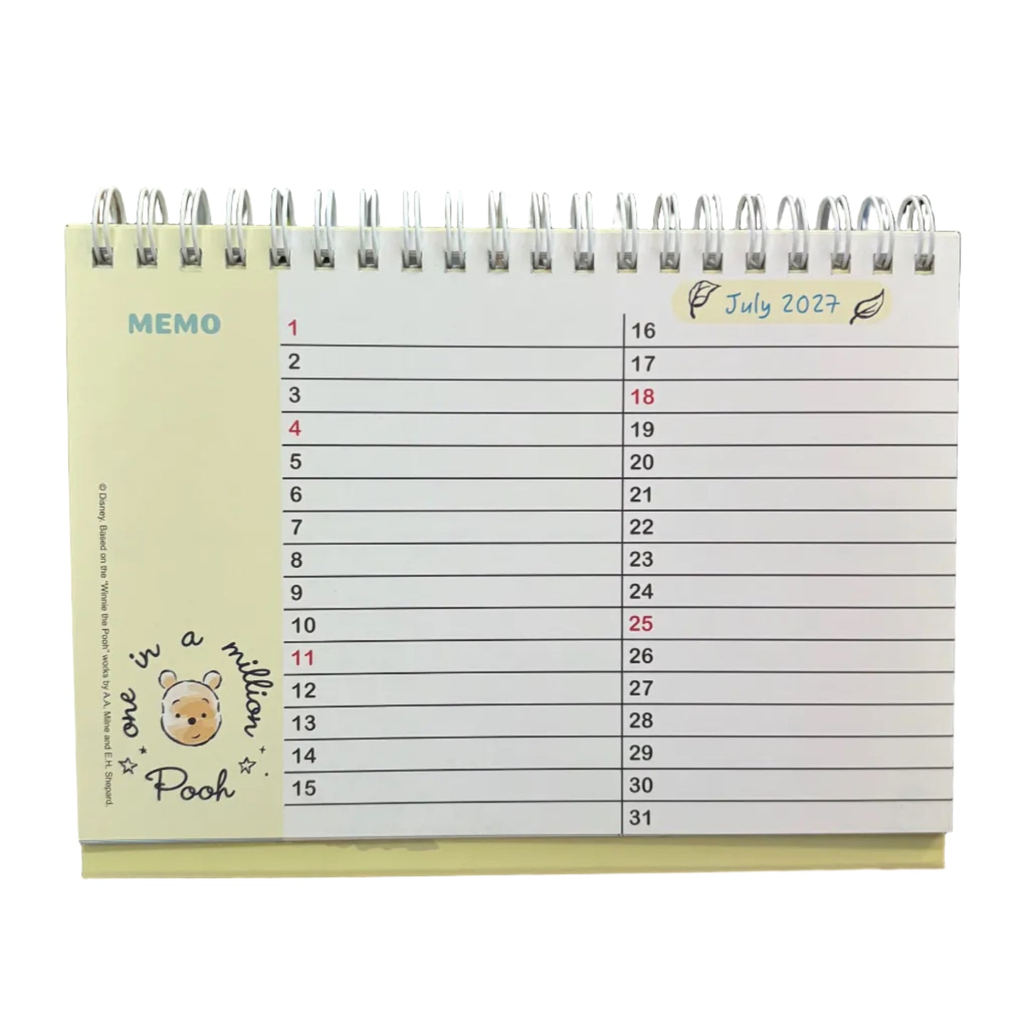 2027 [小熊維尼 Winnie the pooh] 座枱月曆 Desktop calendar [DS26194H-2]