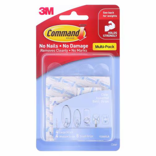 3M Command™ 透明補充膠貼 [混合裝] Clear Refill Strips Value Pack [Assorted ] - [17200CLR]