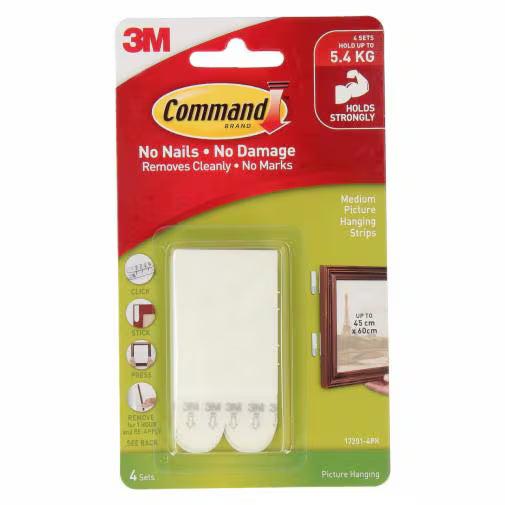 3M Command™ 魔術貼 [中型] Medium Picture Hanging Strips - [17201-4PK]