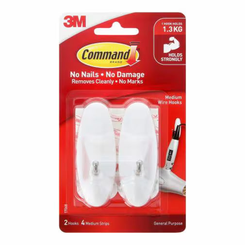 3M Command™ 鐵線掛鈎 [中型]  Medium Wire Hooks - [17068]