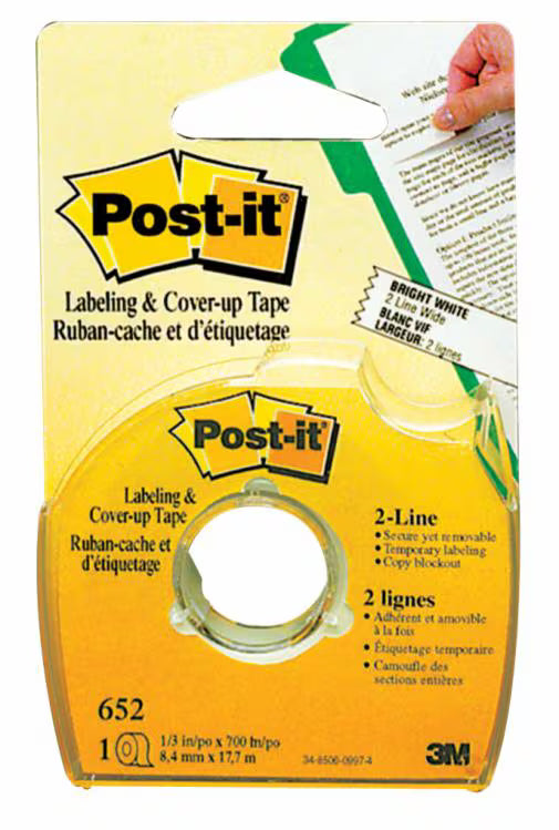 3M™ Post-it® 標籤及修蓋帶 Labelling & Cover-Up Tape [652] - [1/3" x 700", 2 lines]