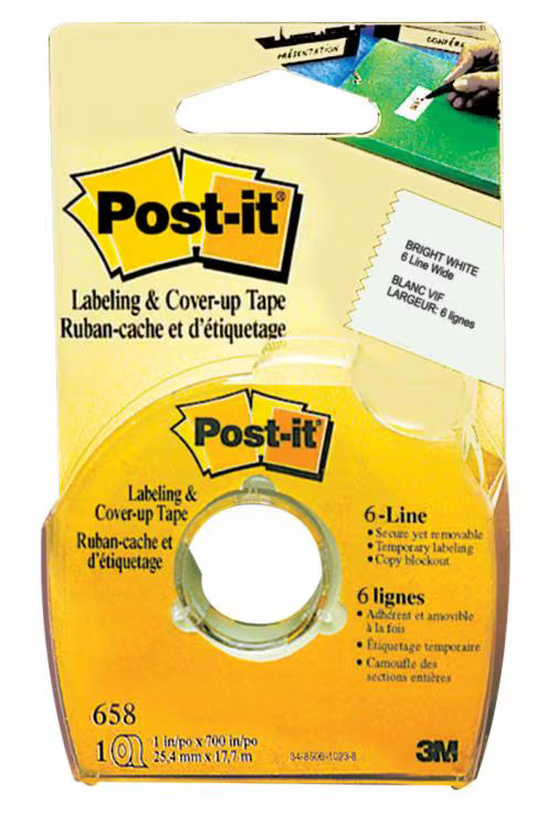 3M™ Post-it® 標籤及修蓋帶 Labelling & Cover-Up Tape [658] - [1" x 700", 6 lines]