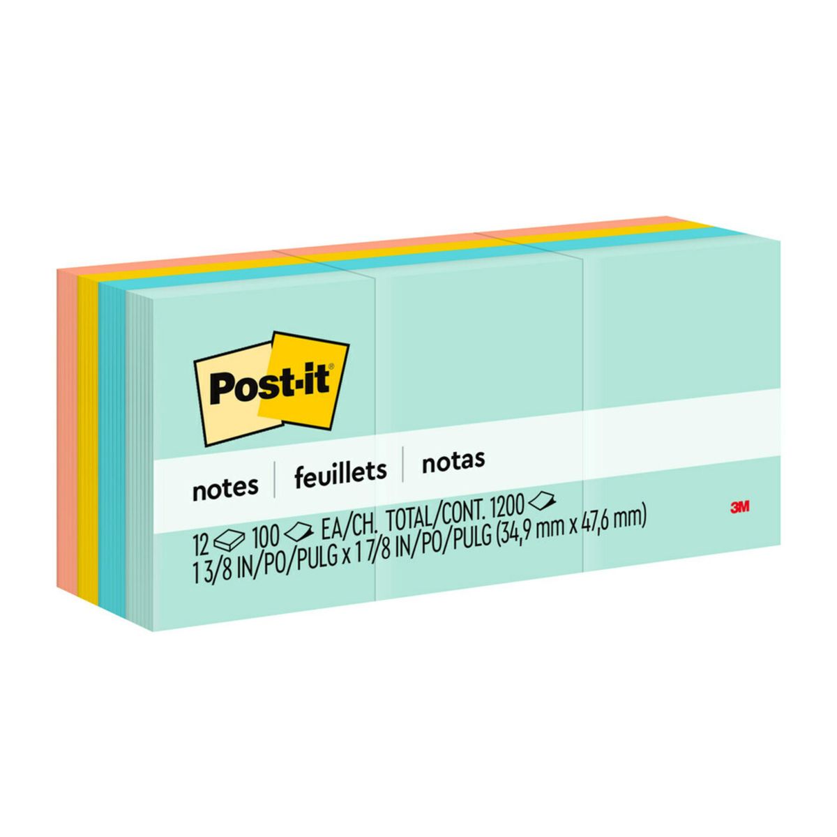 3M™ Post-it® 便條紙 Memo [1.5" x 2] 法國馬賽色系 - Marseille Collection (12 pads) - [653-AST]
