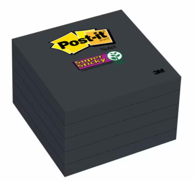 3M™ Post-it® 超黏便條紙 Super sticky Memo [3" x 3"] 黑色-Black - [654-5SSSC]