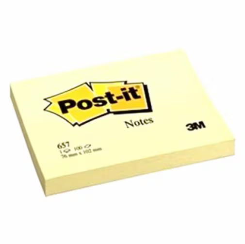 3M Post-it 便條紙 Memo 657, 3" x 4", 黃色-Yellow