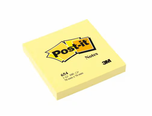 3M Post-it 便條紙 Memo 654, 3" x 3", 黃色-Yellow
