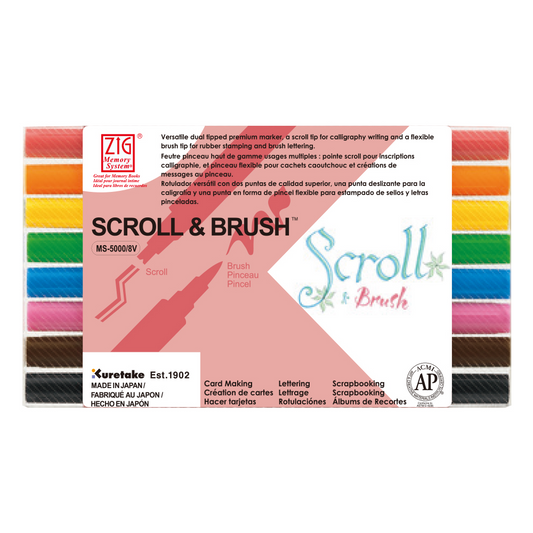 ZIG Memory system Scroll & Brush [8 colour set |MS-5000/8V]