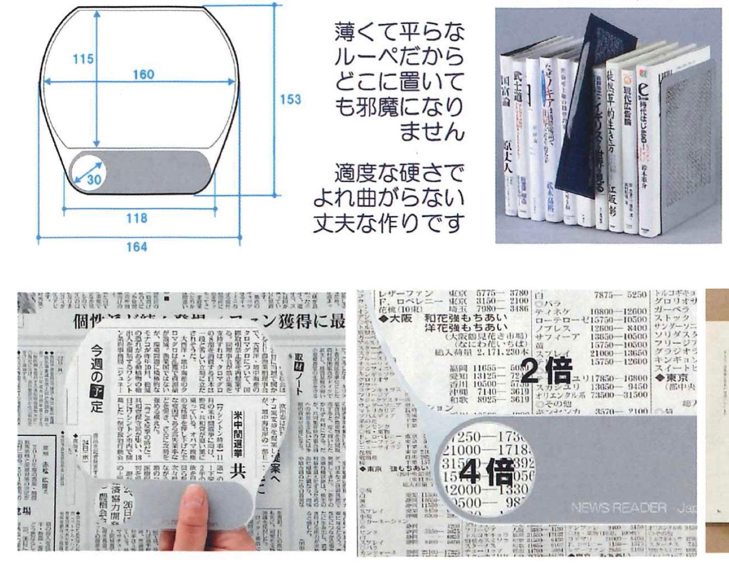 TERASAKI 放大片 News Reader Magnifying Sheet [2x/4x| 160 x 115mm | BN-2] 顏色隨機
