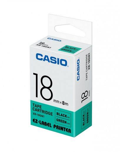 CASIO [XR-18X1 / XR-18WE1 / XR-18WER1 / XR-18WEB1 / XR-18SR1 / XR-18RD1 / XR-18BU1 / XR-18GN1 / XR-18YW1 / XR-18GD1] 18mm x 8m [標籤帶] Tape Cartridge