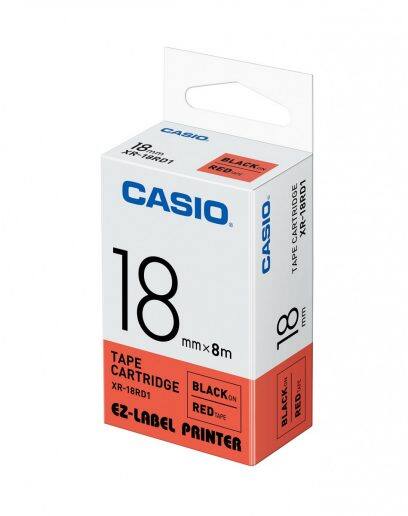 CASIO [XR-18X1 / XR-18WE1 / XR-18WER1 / XR-18WEB1 / XR-18SR1 / XR-18RD1 / XR-18BU1 / XR-18GN1 / XR-18YW1 / XR-18GD1] 18mm x 8m [標籤帶] Tape Cartridge