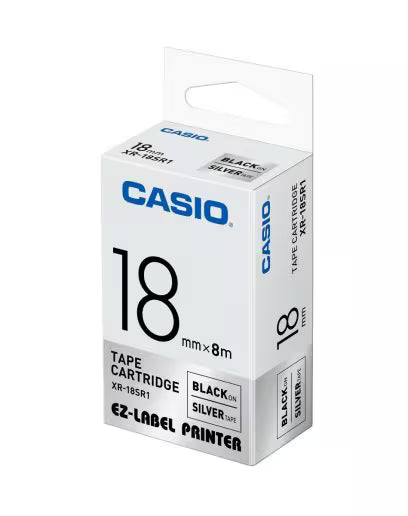 CASIO [XR-18X1 / XR-18WE1 / XR-18WER1 / XR-18WEB1 / XR-18SR1 / XR-18RD1 / XR-18BU1 / XR-18GN1 / XR-18YW1 / XR-18GD1] 18mm x 8m [標籤帶] Tape Cartridge