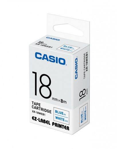 CASIO [XR-18X1 / XR-18WE1 / XR-18WER1 / XR-18WEB1 / XR-18SR1 / XR-18RD1 / XR-18BU1 / XR-18GN1 / XR-18YW1 / XR-18GD1] 18mm x 8m [標籤帶] Tape Cartridge