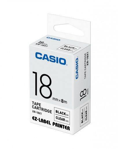 CASIO [XR-18X1 / XR-18WE1 / XR-18WER1 / XR-18WEB1 / XR-18SR1 / XR-18RD1 / XR-18BU1 / XR-18GN1 / XR-18YW1 / XR-18GD1] 18mm x 8m [標籤帶] Tape Cartridge