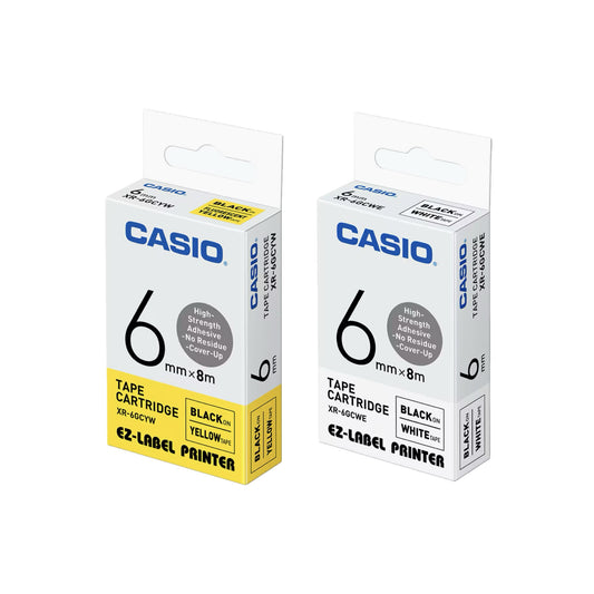 CASIO [XR-6GCYW / XR-6GCWE] 6mm x 8m 特強黏貼標籤帶 High-strength Adhesive Tape Cartridge