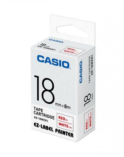 CASIO [XR-18X1 / XR-18WE1 / XR-18WER1 / XR-18WEB1 / XR-18SR1 / XR-18RD1 / XR-18BU1 / XR-18GN1 / XR-18YW1 / XR-18GD1] 18mm x 8m [標籤帶] Tape Cartridge