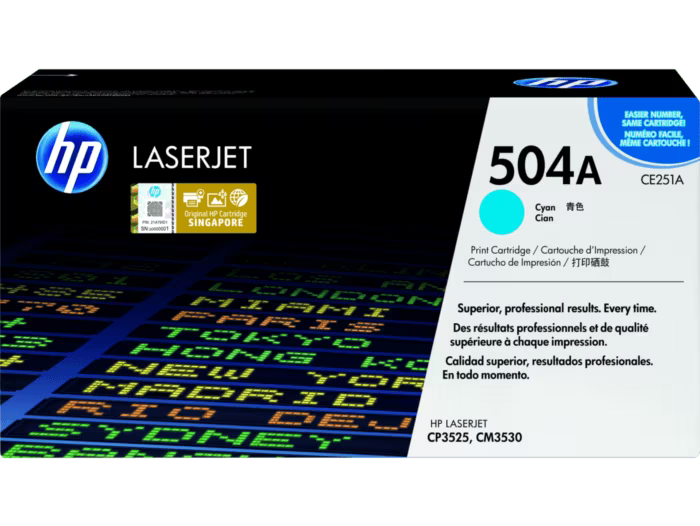 HP [504A] (CE250A/ CE251A/ CE252A/ CE253A) 原廠鐳射碳粉匣 LaserJet Toner Cartridge [黑色 Black/ 青色 Cyan/ 黃色 Yellow/ 品紅色 Magenta]