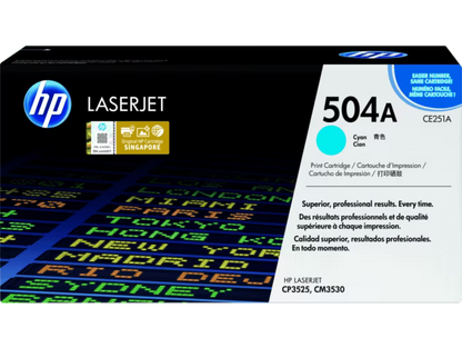 HP [504A] (CE250A/ CE251A/ CE252A/ CE253A) 原廠鐳射碳粉匣 LaserJet Toner Cartridge [黑色 Black/ 青色 Cyan/ 黃色 Yellow/ 品紅色 Magenta]