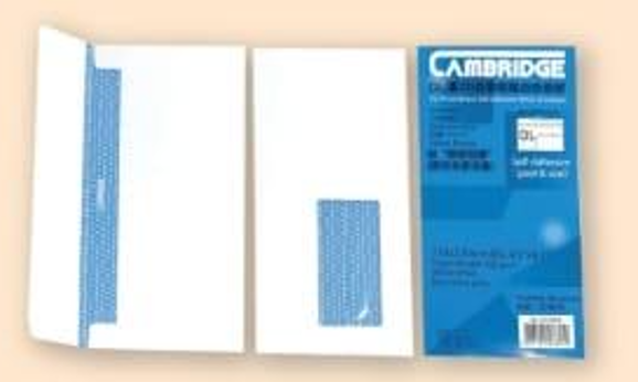 Cambridge 自動粘貼白信封 Self-Adhesive White Envelopes [DL 窗口 with window | CE0004]