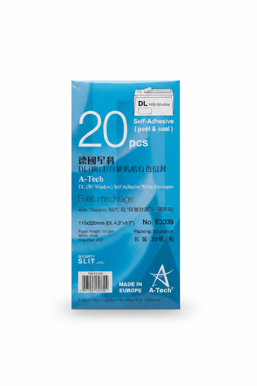 Cambridge 自動粘貼白信封 Self-Adhesive White Envelopes [DL 窗口 with window | CE0004]