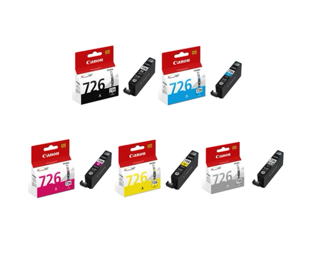Canon [CLI-726BK / CLI-726C / CLI-726M / CLI-726Y / CLI-726GY] 黑色 Black / 靛藍色 Cyan / 洋紅色 Magenta / 黃色 Yellow / 灰色 Grey 墨水盒 Ink Tank