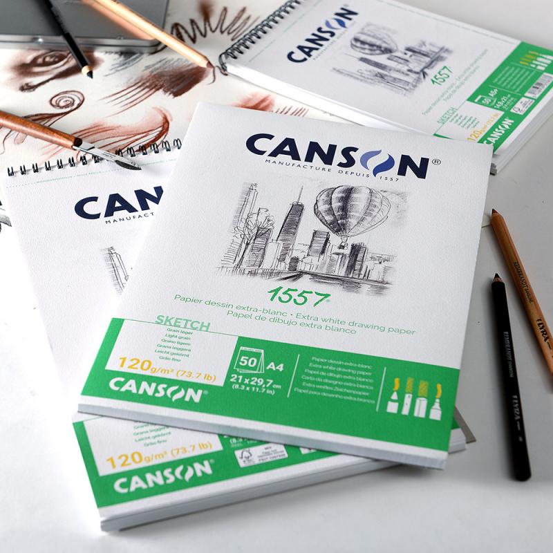 Canson 1557 素描畫簿 Sketch book -[120gsm-50sheets / 180gsm-30sheets | A4 / A3]