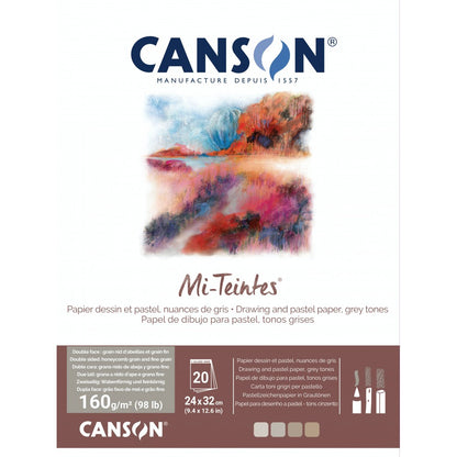Canson Mi-Teintes® 專業粉畫簿 [灰色系] [Grey tones] Sketch book -[160gsm | 24x32cm | 20 Sheets]