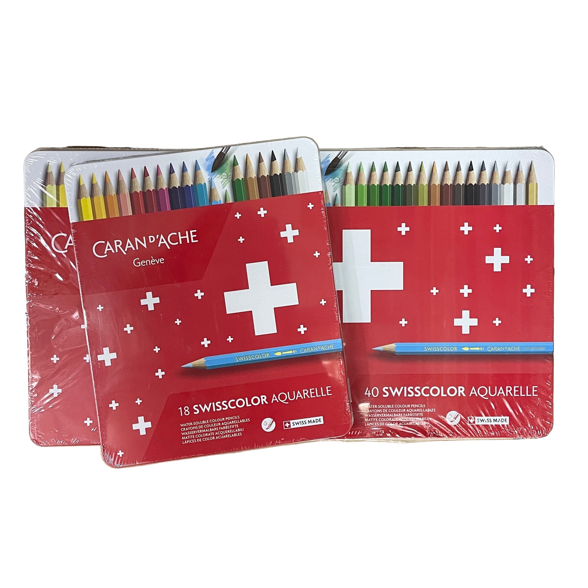 Caran d'Ache 瑞士卡達 18/ 40 SWISSCOLOR AQUARELLE 鐵盒水溶性木顏色筆 Water-soluble colour pencils with metal case