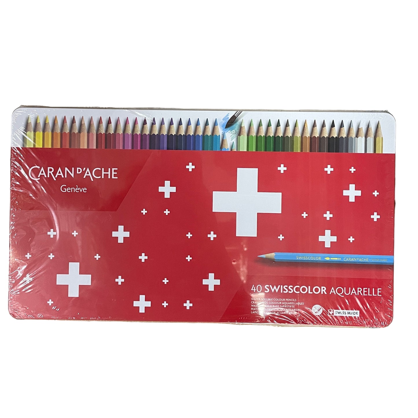 Caran d'Ache 瑞士卡達 40 SWISSCOLOR AQUARELLE 鐵盒水溶性木顏色筆 Water-soluble colour pencils with metal case