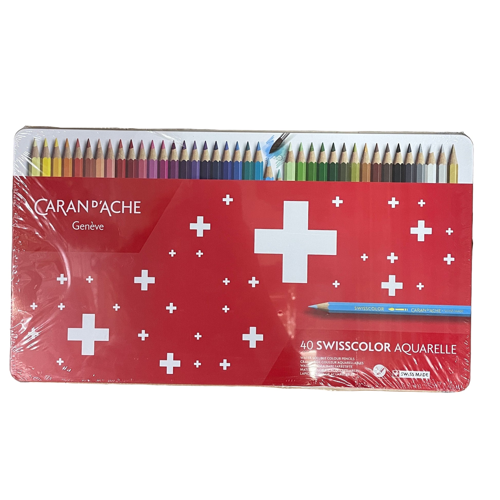 Caran d'Ache 瑞士卡達 40 SWISSCOLOR AQUARELLE 鐵盒水溶性木顏色筆 Water-soluble colour pencils with metal case