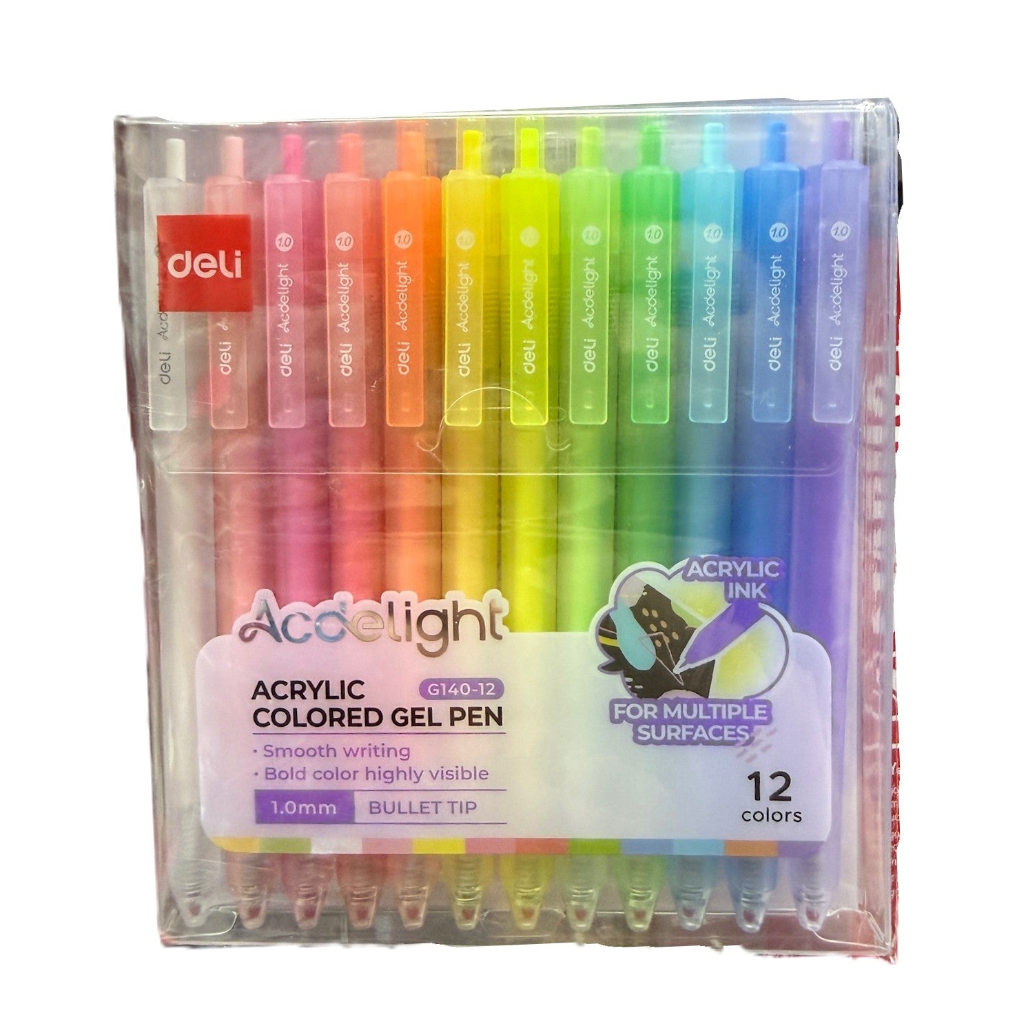 Deli 亞加力啫喱筆 Acrylic coloured gel pen (12 色 colours) -[G140-12]