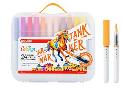 Deli 液體亞加力馬克筆 Liquid acrylic marker (24 色 colours) -[C199-24]