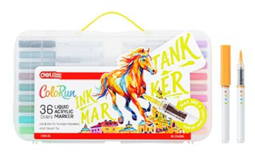 Deli 液體亞加力馬克筆 Liquid acrylic marker (36 色 colours) -[C199-36]