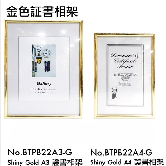 證書相架 Document & certificate Frame [A4 / A3 | 金 GOLD / 銀 SILVER | BTPB22A3-G/S | BTPB22A4-G/S ]
