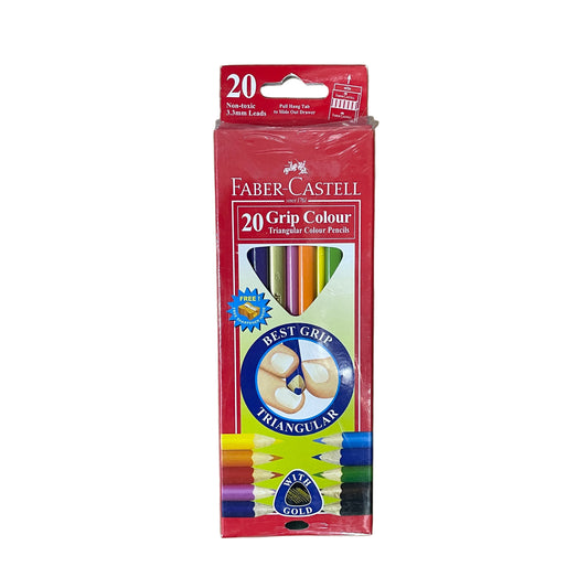 Faber-Castell 三角木顏色筆 20 Grip Colour Triangular Colour Pencils (20 色 colours) (附送筆刨 FREE Pencil Sharpener)