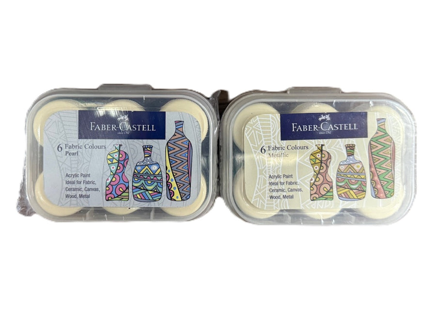 Faber-Castell 6色畫布彩繪顏料 6 fabric Color Set -[金屬色 Metallic / 珍珠色 Pearl] - [6x10ml]