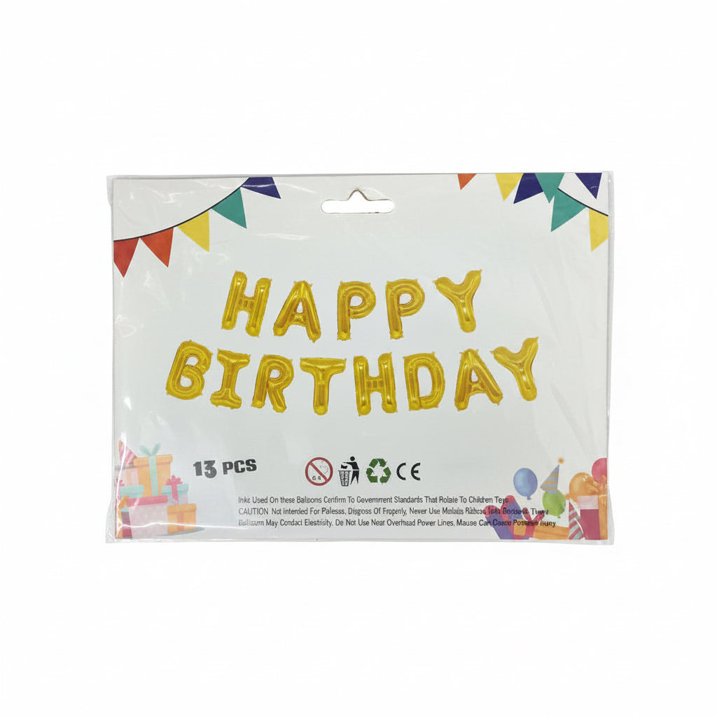 鋁膜生日字母氣球 Happy Birthday Balloon [14” |金gold / 銀silver / 粉紅 Pink / 彩色Assorted ]