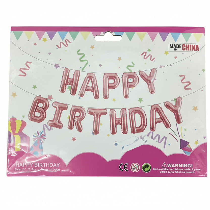 鋁膜生日字母氣球 Happy Birthday Balloon [14” |金gold / 銀silver / 粉紅 Pink / 彩色Assorted ]