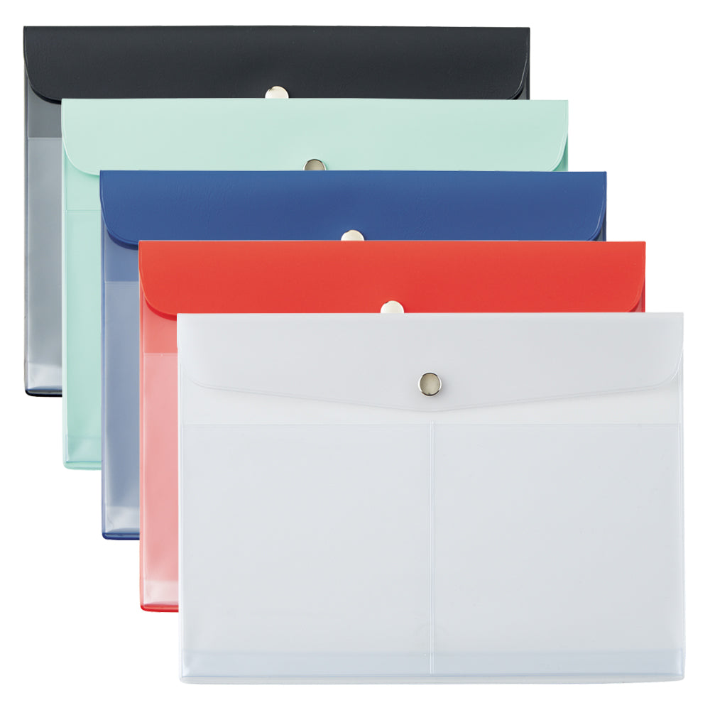 LIHIT LAB A5抗菌鈕扣文件袋 [橫開] A5 Envelope Case [Side-opening] [F-7744]