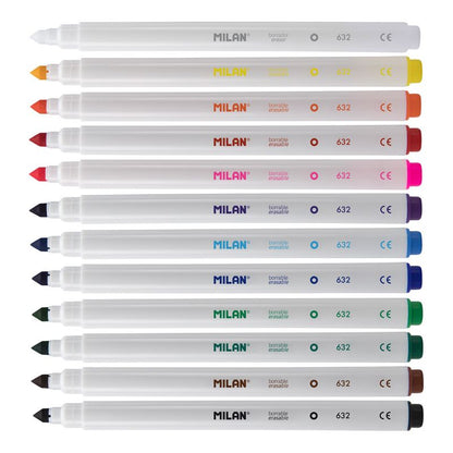 MILAN 11 色纖維水筆 + 1 枝修正筆 Box 11 conical tip erasable fibrepens + 1 eraser fibrepen