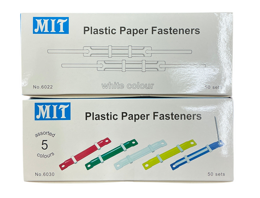 MIT 膠快勞鐵 Plastic paper fasteners  (白 White / 雜色 Assorted)