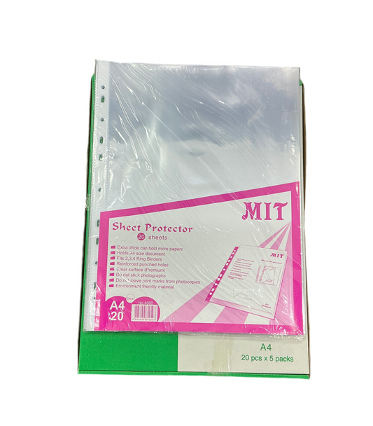 MIT '透明' 內頁文件袋 'Transparent' Filing Pockets (A4 / 0.09 mm / 11 孔 holes) 1 盒 box