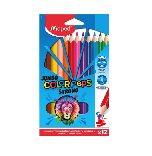 Maped COLOR'PEPS STRONG JUMBO 特粗三角形木顏色筆 Jumbo coloured pencils (12色 colours)