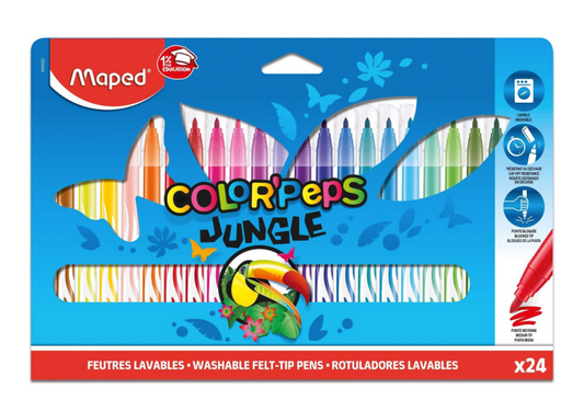 Maped Jungle Fine Tip Ultrawashable Felt-tip Markers 可洗水筆 (24色 colours)