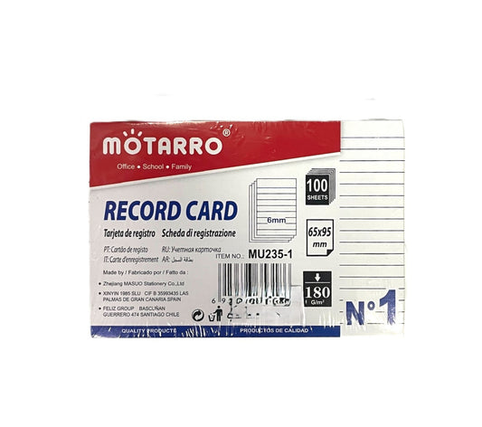 Motarro 行咭 Cue card  65 x 95 mm ( 2.5" x 3.7" )