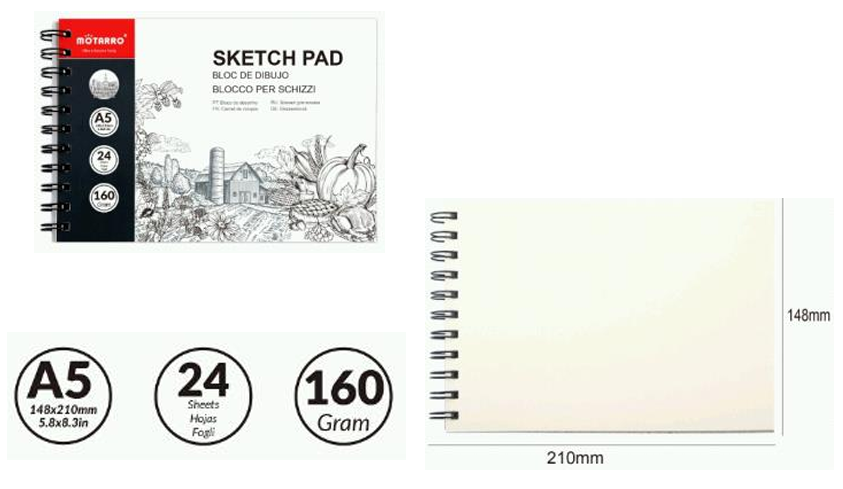 Motarro 多用途畫簿 Sketch pad -[160gsm | A5 | 24Sheets]