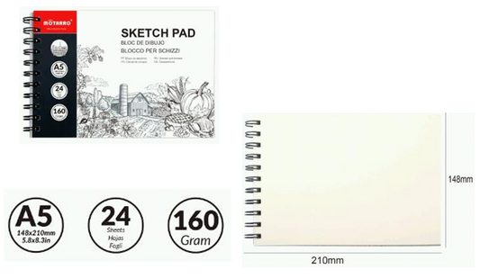 Motarro 多用途畫簿 Sketch pad -[160gsm | A5 | 24Sheets]